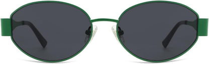 Retro Oval Sunglasses for Women Trendy Sun Glasses Classic Shades UV400 Protection SJ1217 Green/Grey Lens