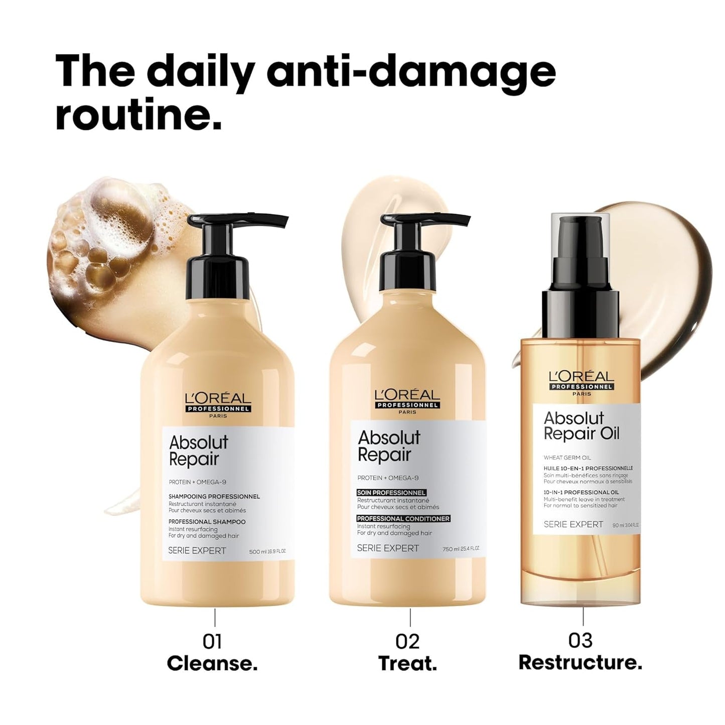 Absolut Repair 10-In-1 Oil - Multi-Benefit Oil for Dry & Damaged Hair, Repairs Hair and Provides Shine with Quinoa and Proteins