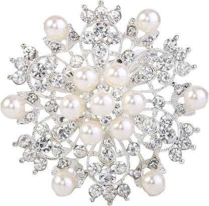 Women'S Wedding Corsage Clear Crystal Simulated Pearl Elegant Flower Leaf Brooch for Women, Bride - WORLD TIME VISITS