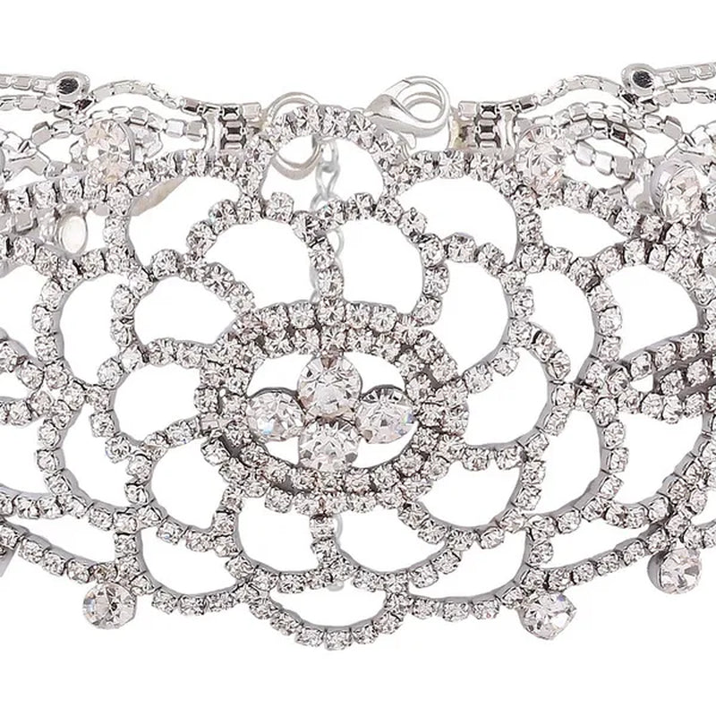 Full Diamond Pendant Necklace Crystal Rhinestone Choker Collar Women Wedding Jewelry