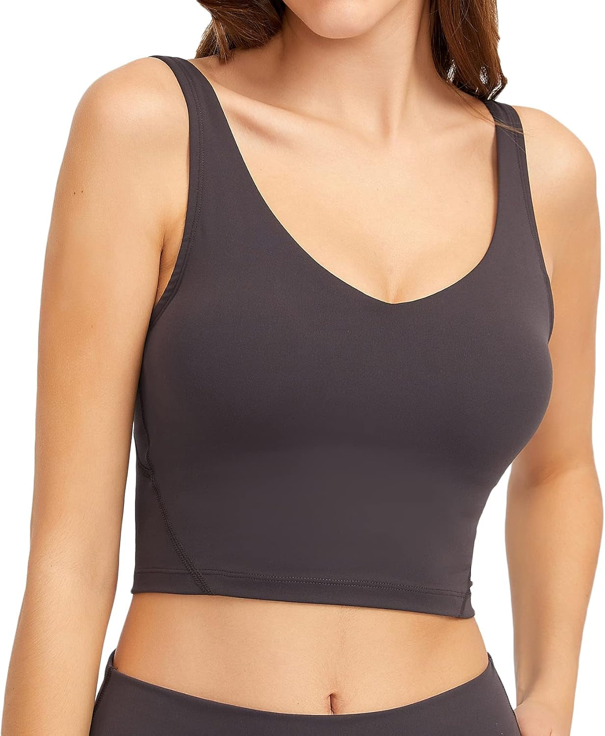 Women Sports Bra Longline Crop Tank Top Padded Workout Running Yoga - WORLD TIME VISITS