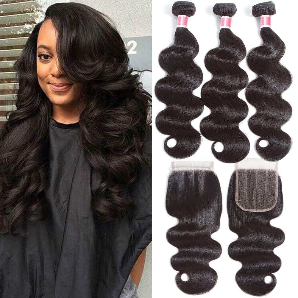 Body Wave Human Hair Bundles (24/26/28+20Inch, Bundles +Three Part Closure)… - WORLD TIME VISITS