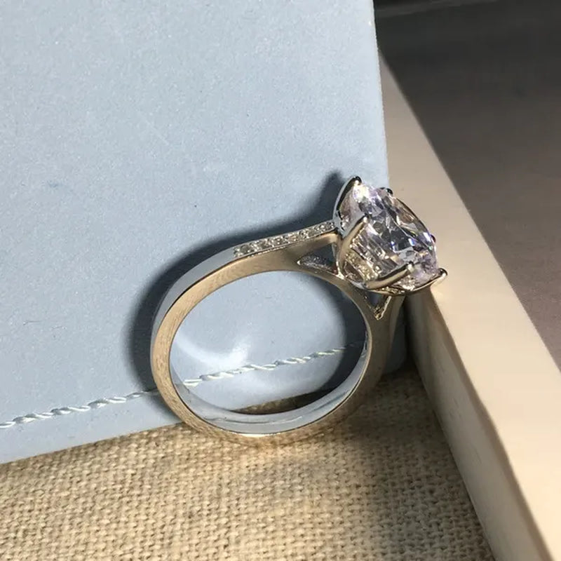 Sterling Silver Big 4 Carat Sona Diamond Wedding Engagement Ring