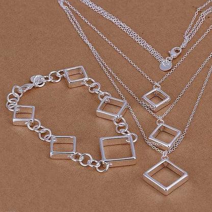 Factory Price Top Quaility 925 Sterling Silver Jewery Sets 925 Silver Necklace Bracelet SMTS064