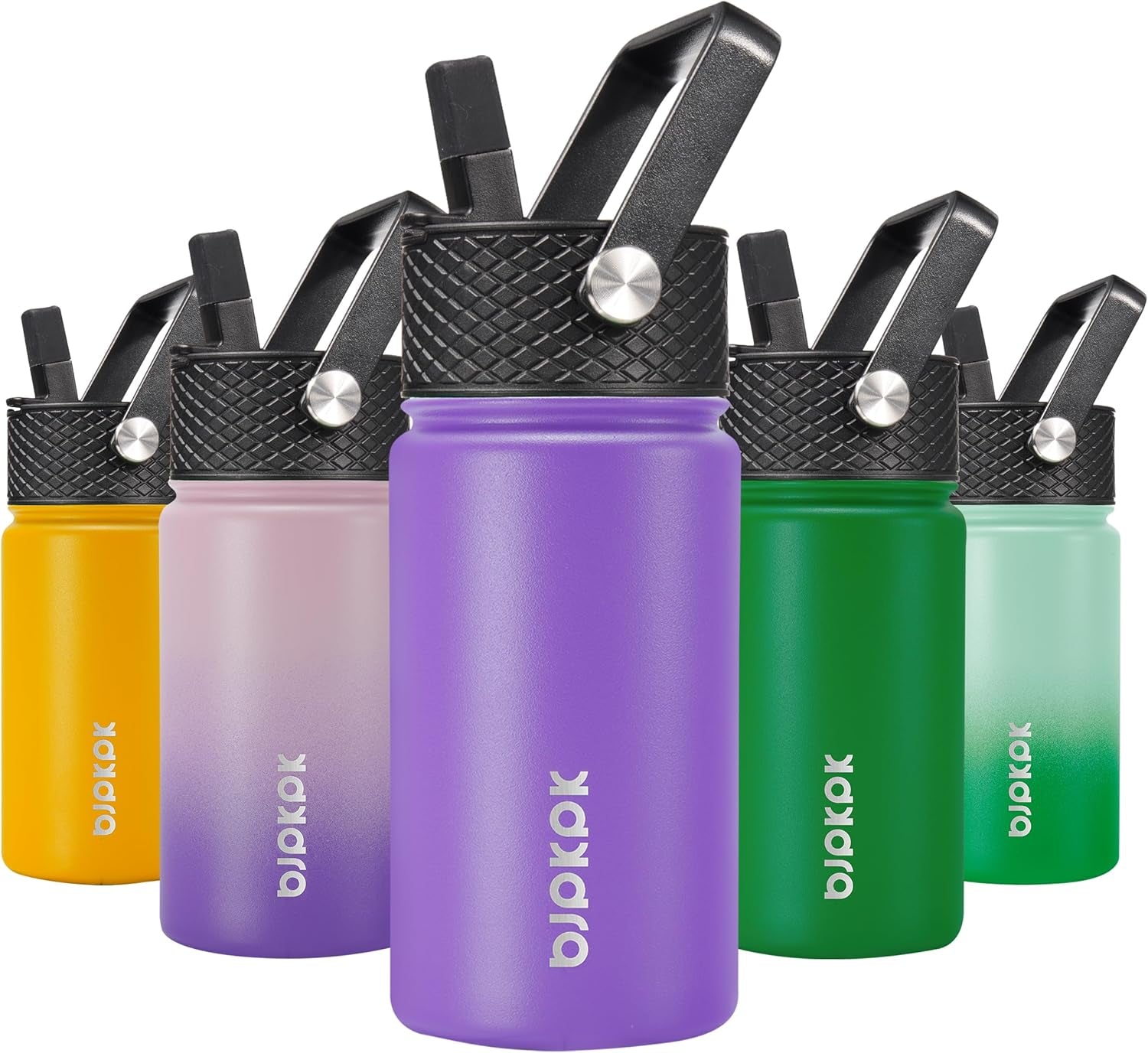 Water Bottle with Straw Lid, 15 Oz Insulated Water Bottle, Stainless Steel Metal Water Bottles, Reusable Leak Proof BPA Free Thermos, Flask, Cups, Macaron-Modena - WORLD TIME VISITS