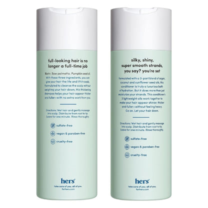 Hers Triple Threat Shampoo and Conditioner Set for Women - Thickening, Moisturizing, Reduces Shedding - Color Safe Hair Loss Shampoo and Conditioner - Napa Rose - 2 X 6.4 Fl Oz