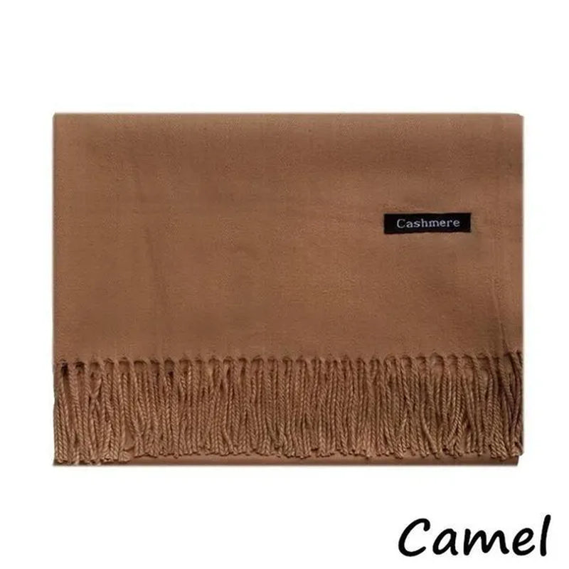 Women Cashmere Wool Scarf Wraps Warm Blanket Scarves Women Solid Color Cashmere Scarves with Tassel Poncho Cashmere Scarfs