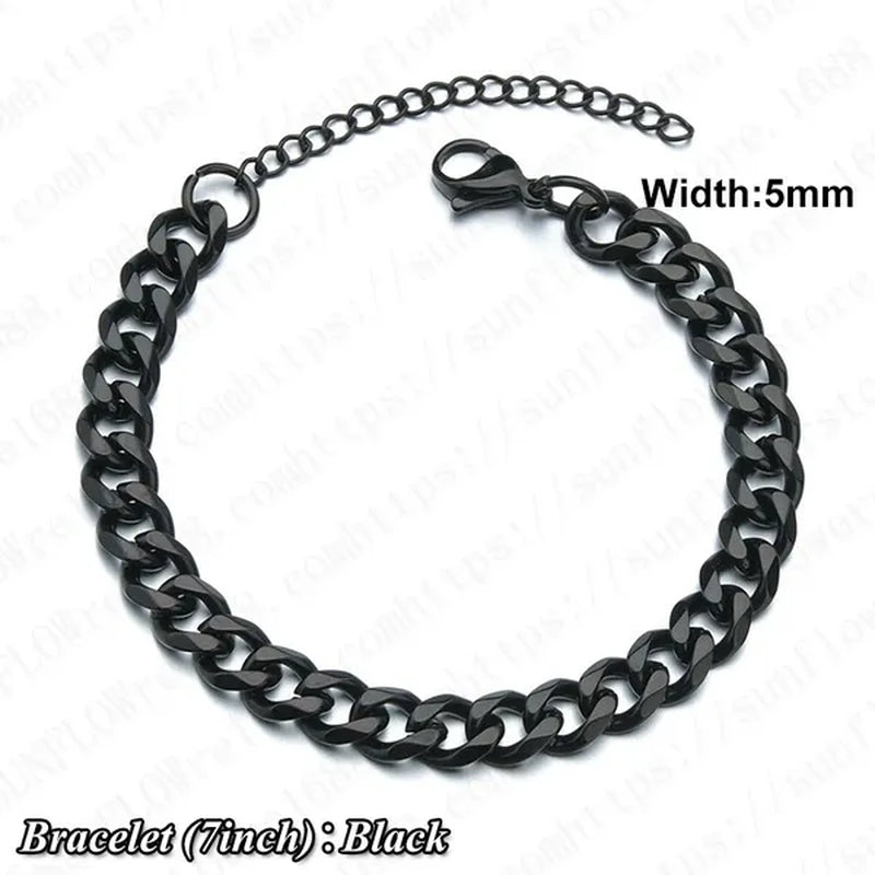 Gold/Silver Stainless Steel Hip Hop Jewelry Iced Out Rhinestone Thick Miami Cuban Link Chain Necklace Bracelet 7-28 Inch