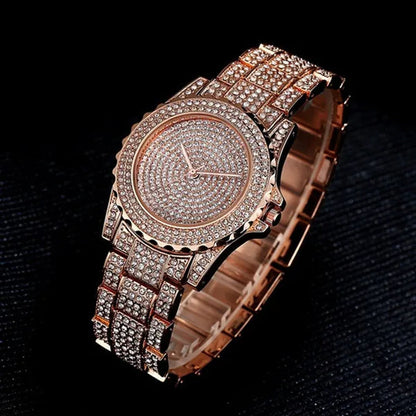 New Diamond Rhinestone Luxury Silver Gold Watch Fashion Bling Bling Fashion Diamond Watch High Quality Lady Wristwatches