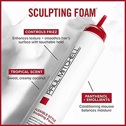 Paul Mitchell Sculpting Foam, Conditions + Controls Frizz, for All Hair Types