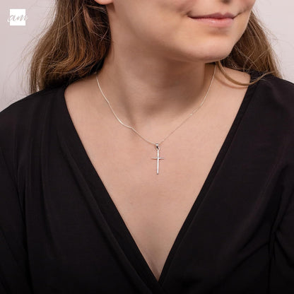 Unisex 925 Sterling Silver Cross Pendant - WORLD TIME VISITS