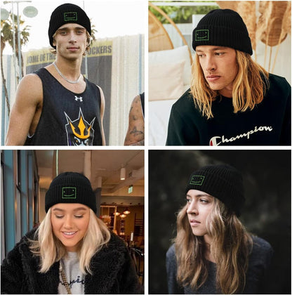 Funny Beanies Hat, Men'S and Women'S Winter Warm Black Fashion Cool Embroidered Knit Hat