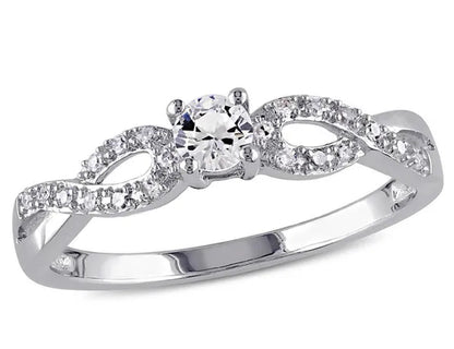 1/4 Carat (ctw) Lab-Created White Sapphire Infinity Ring with Diamonds in Sterling Silver