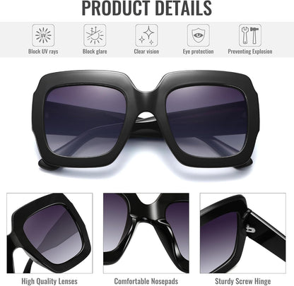 Oversized Square Sunglasses Womens Retro Shades Luxury Big Sun Glasses UV400 Protection S0178