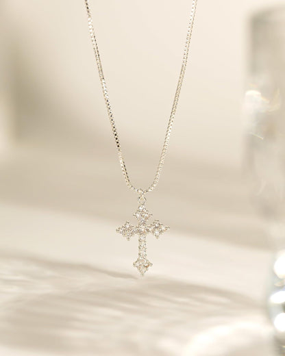 Cross Necklace for Women - 14K Gold/White Gold Plated Simple Dainty Diamond Cross Pendant Necklace with Cubic Zirconia Jewelry Gift for Her
