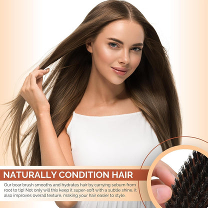 Classic German First Cut 100% Boar Bristle Hair Brush since 1869 - Conditions Hair, Improves Texture, Exfoliates Scalp
