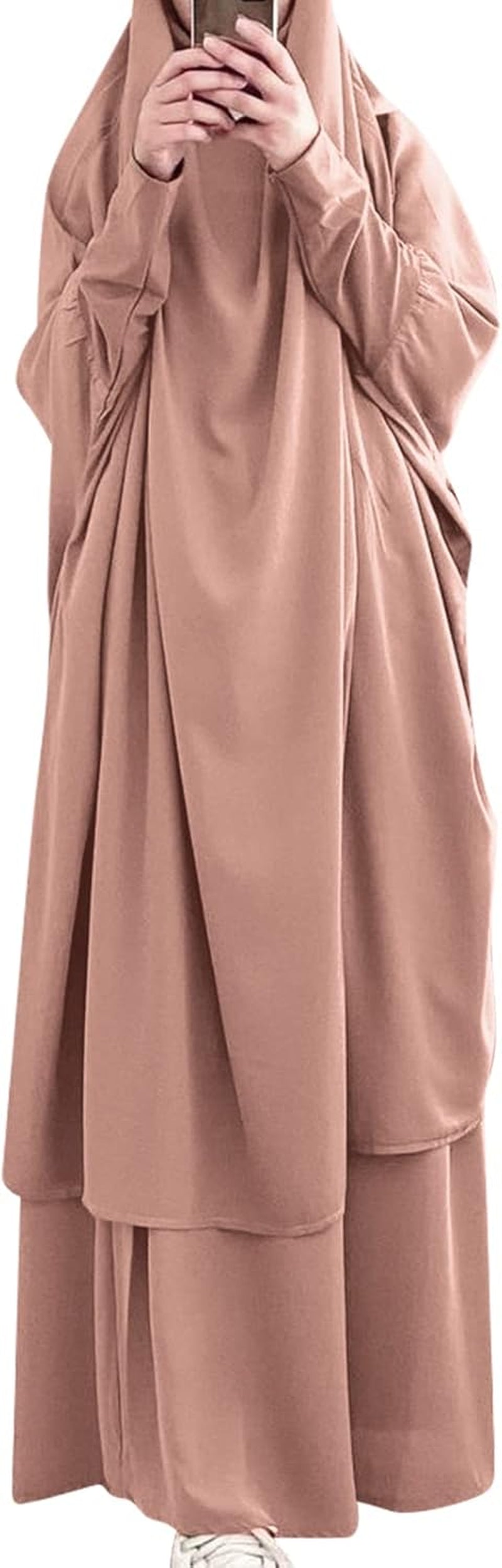 Prayer Clothes for Muslim Women Islamic Abaya Suit Maxi Skirt + Khimar Hijab 2Pcss Burka Jilbab Kaftan - WORLD TIME VISITS