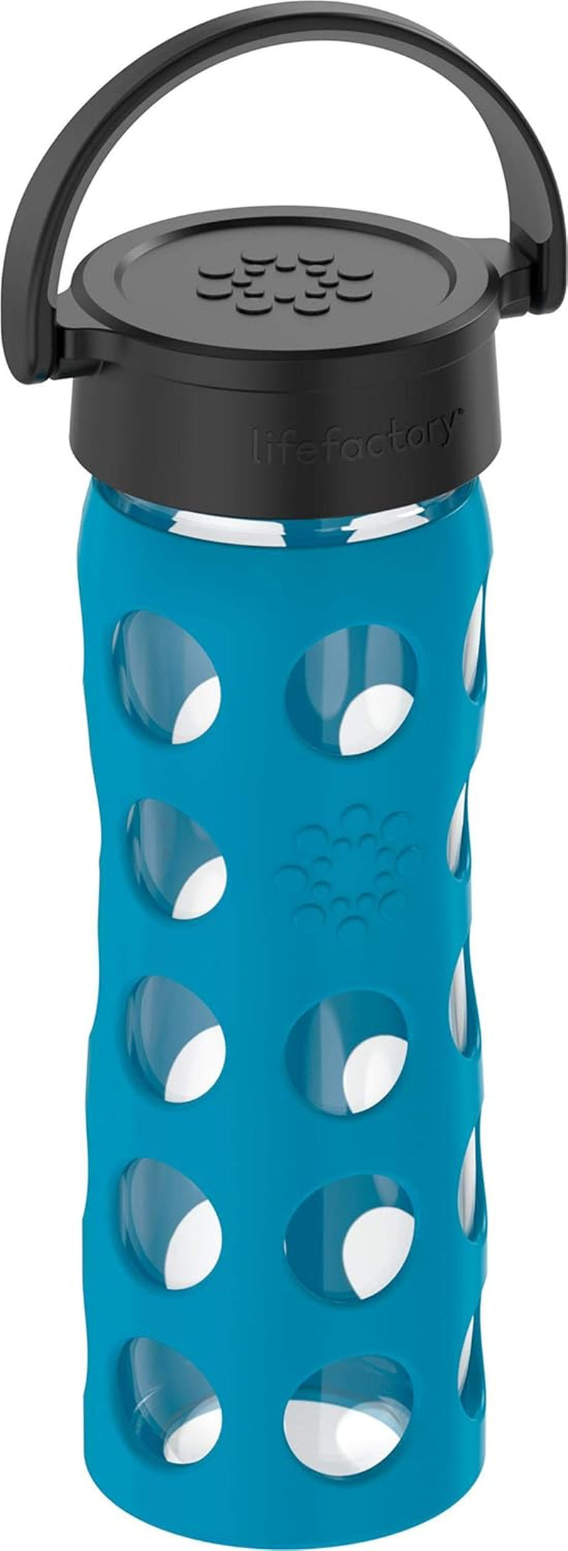 16-Ounce Bpa-Free Glass Water Bottle with Classic Cap and Protective Silicone Sleeve, Teal Lake - WORLD TIME VISITS