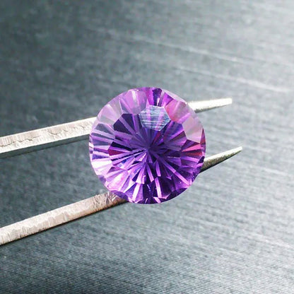 Natural Amethyst Fireworks Cut Loose Gemstone 8MM High-quality Ring Face Necklace Jewelry DIY Making Loose Diamond Purple Gemstone