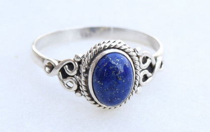 Lapis Lazuli Stone Ring 925 Sterling Silver Statement Ring for Women Handmade Rings Gemstone Christmas Promise Ring Size US 9 Gift for Her