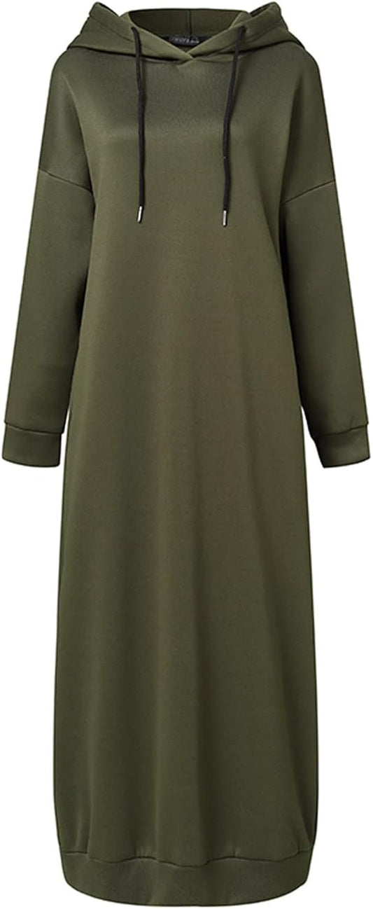 Womens Hoodies Muslim Prayer Dress Vintage Solid Color Islamic Abaya Dress Robe Mosque Prayer Loose Ramadan Clothing - WORLD TIME VISITS