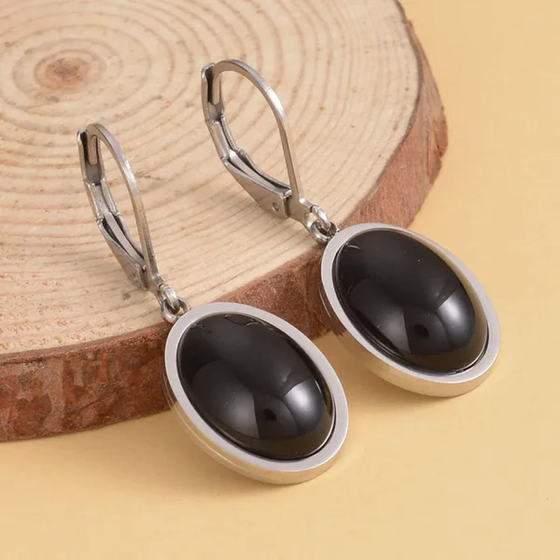 Shop LC Gemstone Oval Stainless Steel Lever Back Dangle Drop Earrings Jewelry for Women Gifts for Women