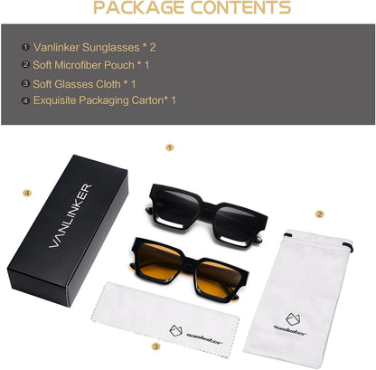 Thick Square Sunglasses for Men Women Retro Chunky Rectangle Shades UV400 Protection VL9731