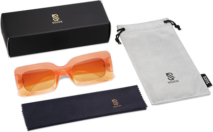 Retro 90S Nude Rectangle Sunglasses Womens Mens Trendy Chunky Glasses