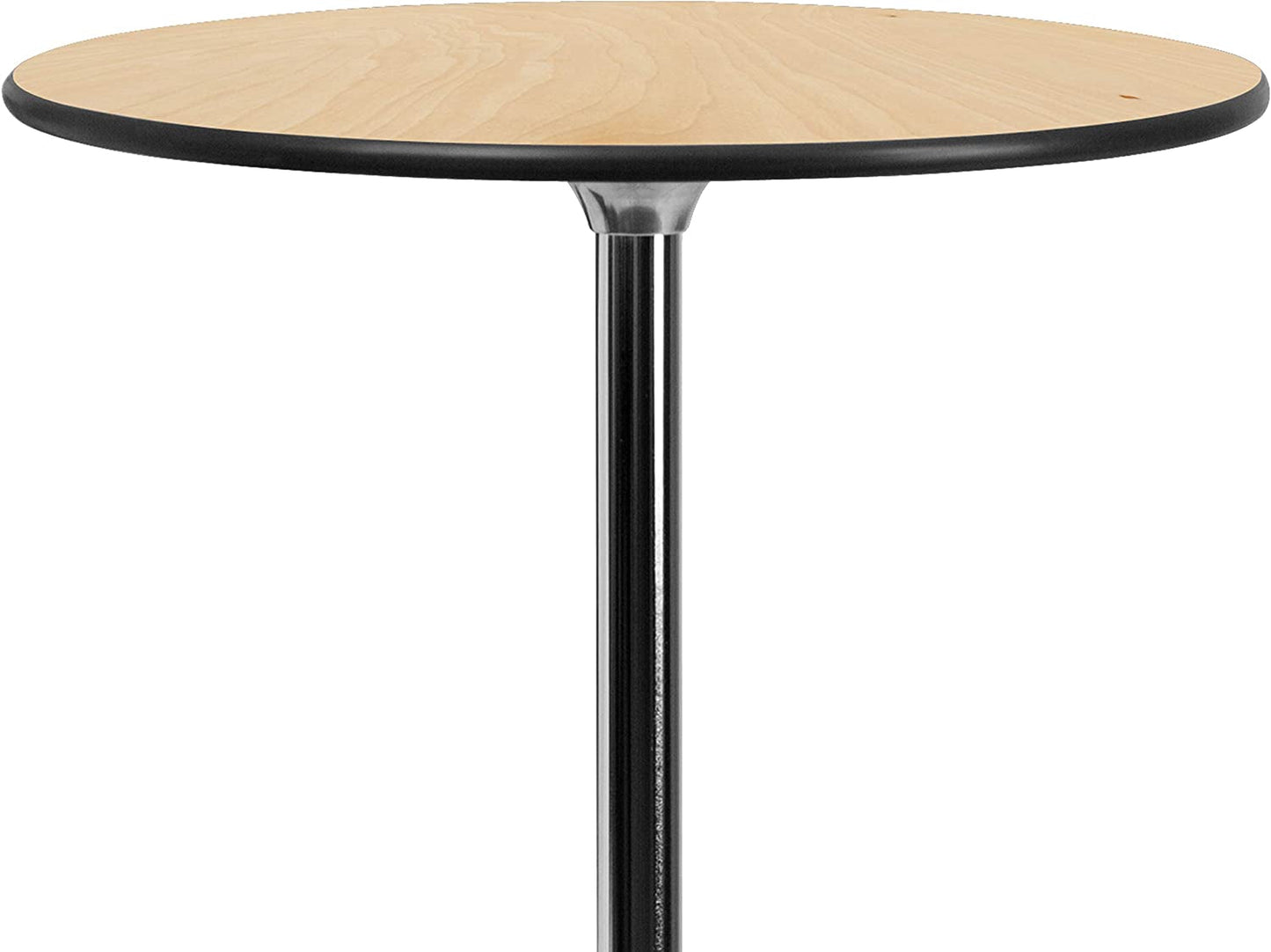Lars 30'' round Wood Cocktail Table with 30'' and 42'' Columns, Adjustable Wood Bar Height Table for Events or Home Use, Natural