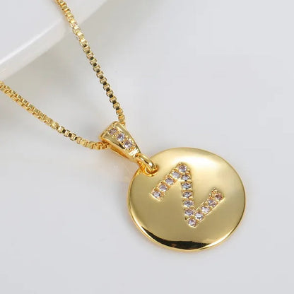 Top Quality 14k Gold Fashion Flash Diamond Exquisite Pendant Venice Box Chain Women Girls Initial Letter Necklace Gold 26 Letters Charm Necklaces Pendants Copper CZ Jewelry Personal Necklace