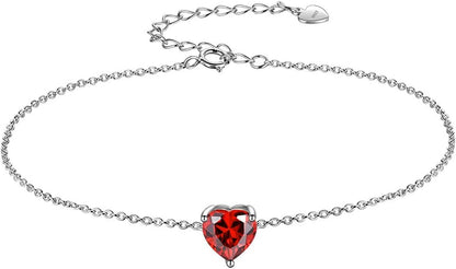 925 Sterling Silver 12 Birthstone Hearts Jewelry Women Crystal Wedding/Engagement/Bridal Heart Necklace/Earring/Ring/Bracelet Sets Jewellery - WORLD TIME VISITS