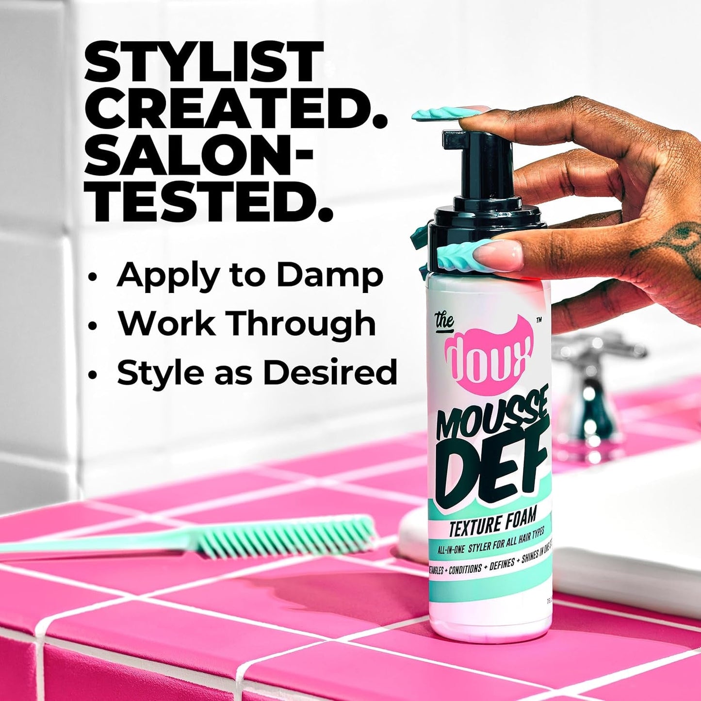 Mousse Def Texture Foam, Multi-Use Mousse Hair Foam to Style, Condition, Define, Volumize, and Add Shine - 7Oz