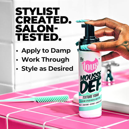 Mousse Def Texture Foam, Multi-Use Mousse Hair Foam to Style, Condition, Define, Volumize, and Add Shine - 7Oz
