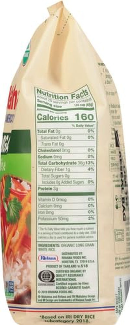 Organic White Rice, 2Lb Bag of Rice, Stovetop or Microwave Rice in 20 Minutes