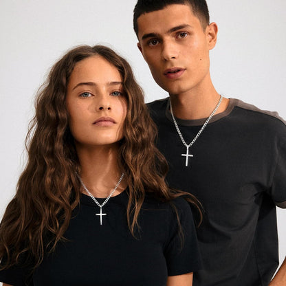 925 Sterling Silver Cross Necklace for Men, 5Mm Italian Diamond Cut Cuban Link Curb Chain Cross Necklace for Men Jewelry 16 18 20 22 Inch