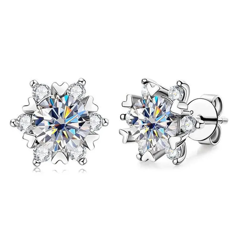 Fashion Cubic Zirconia Snowflake Flower Stud Earrings for Women Daily Casual Accessories Christmas Gift - WORLD TIME VISITS