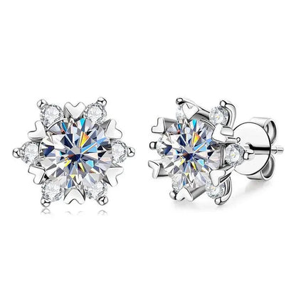 Fashion Cubic Zirconia Snowflake Flower Stud Earrings for Women Daily Casual Accessories Christmas Gift - WORLD TIME VISITS