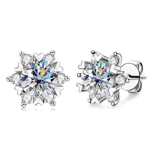 Fashion Cubic Zirconia Snowflake Flower Stud Earrings for Women Daily Casual Accessories Christmas Gift - WORLD TIME VISITS