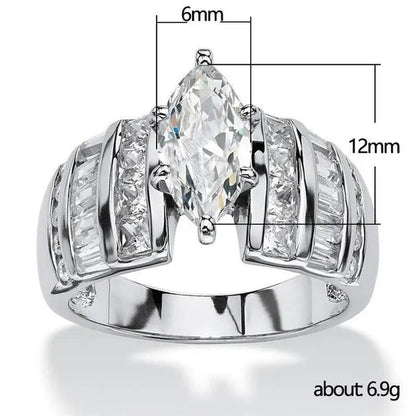 Trendy Claw Setting Marquise Cut Cubic Zircon Ring for Women Engagement Party Jewelry Anniversary Gift