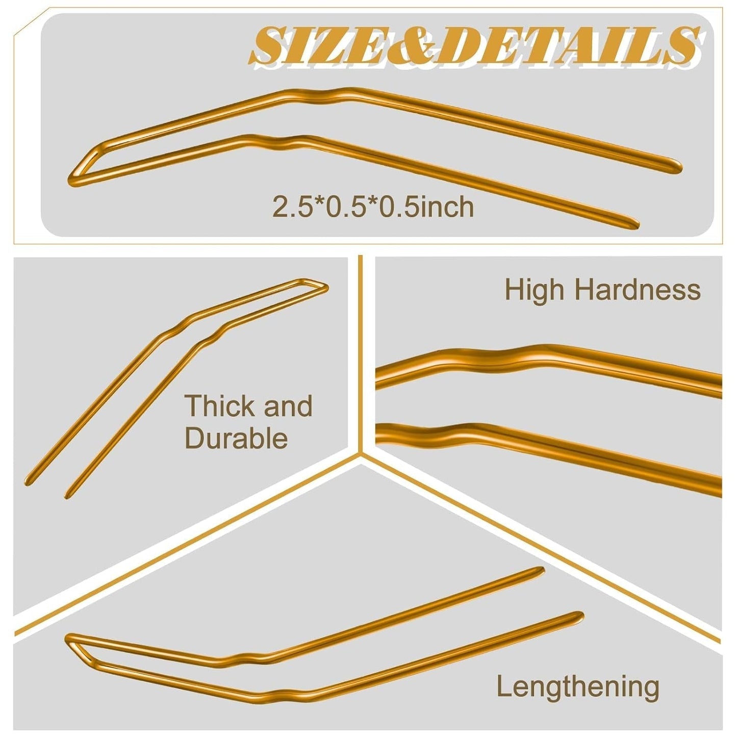 24 Pcs U Shaped Hair Pins, Ballet Bobby Pins U Hair Styling Pins for Updo with Storage Box, Metal U Bun Hair Forks for Women Girls, Thick, Thin, Long, Curly Hair (Gold, 2.5 Inch) - WORLD TIME VISITS