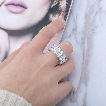 Ring Engagement Ring Gold Men Diamond Rings 9Mm Silver Cubic Zirconia Ring 14K Gold Plated Mens Wedding Band Ring for Women Promise Eternity Jewelry