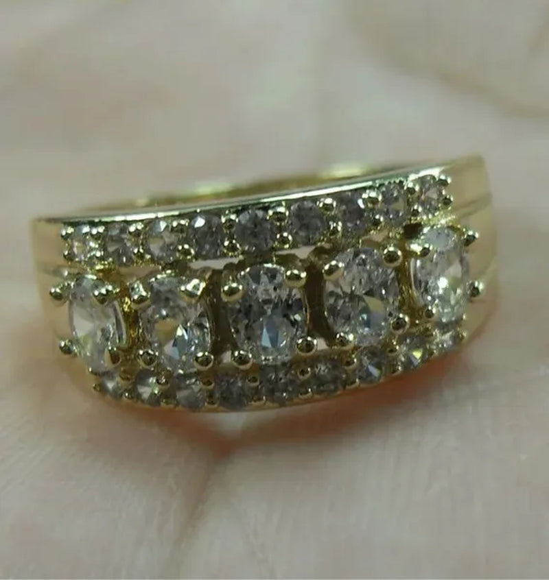 Natural 2.95CT Ruby/Emerald/Sapphire/Alexandrite/White Diamond 14K Yellow Gold Ring Size 6-11