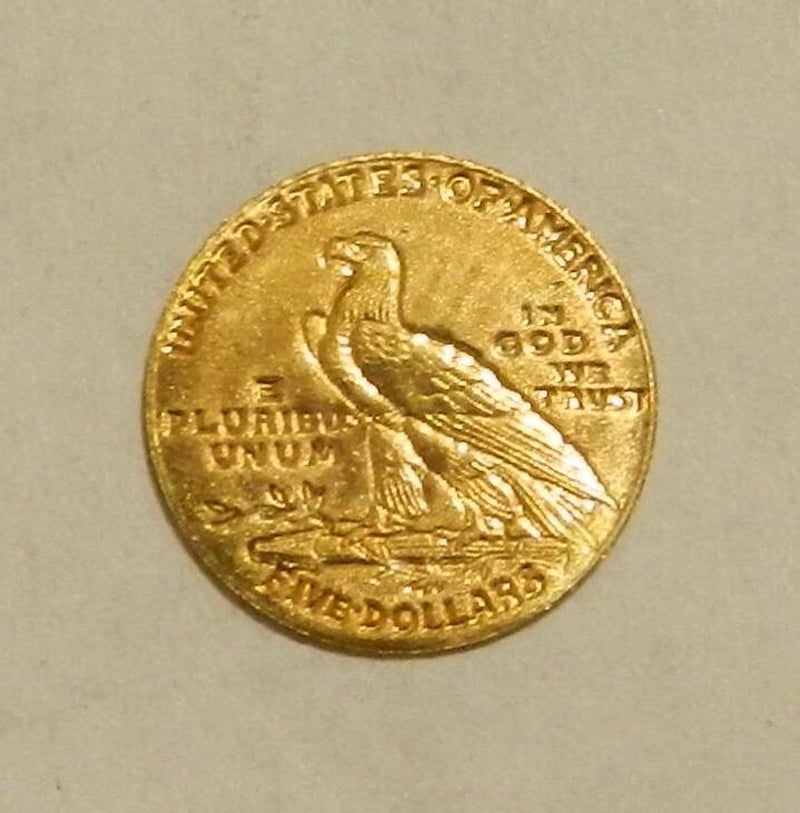 8Kt Gold Miniature Replica U.S. Indian Head 5 Dollar Gold Coin Masters Coins