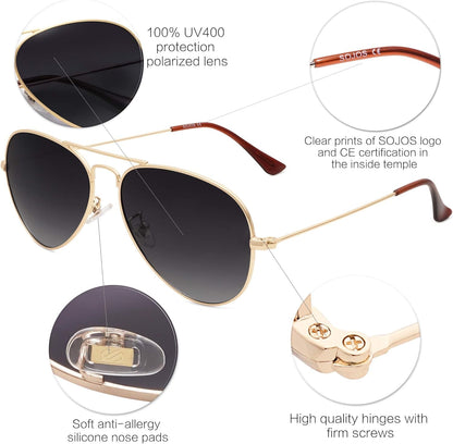 Classic Aviator Polarized Sunglasses for Men Women Vintage Retro Style