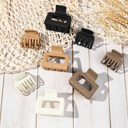 8 Pack Medium Small Hair Clips Set 2"" Rectangle and 1.6"" Double Row Teeth Hair Claw Clips for Thin Short Hair Matte Hair Clips Hair Accessories for Women Girls, Beige, Brown, Khaki, Black