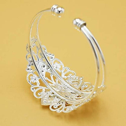 8 Pcs 25X18Mm Oval Cabochon Filigree Bezel Tray Blank Cuff Bangles Bracelet E for Crafting DIY Bracelets Making