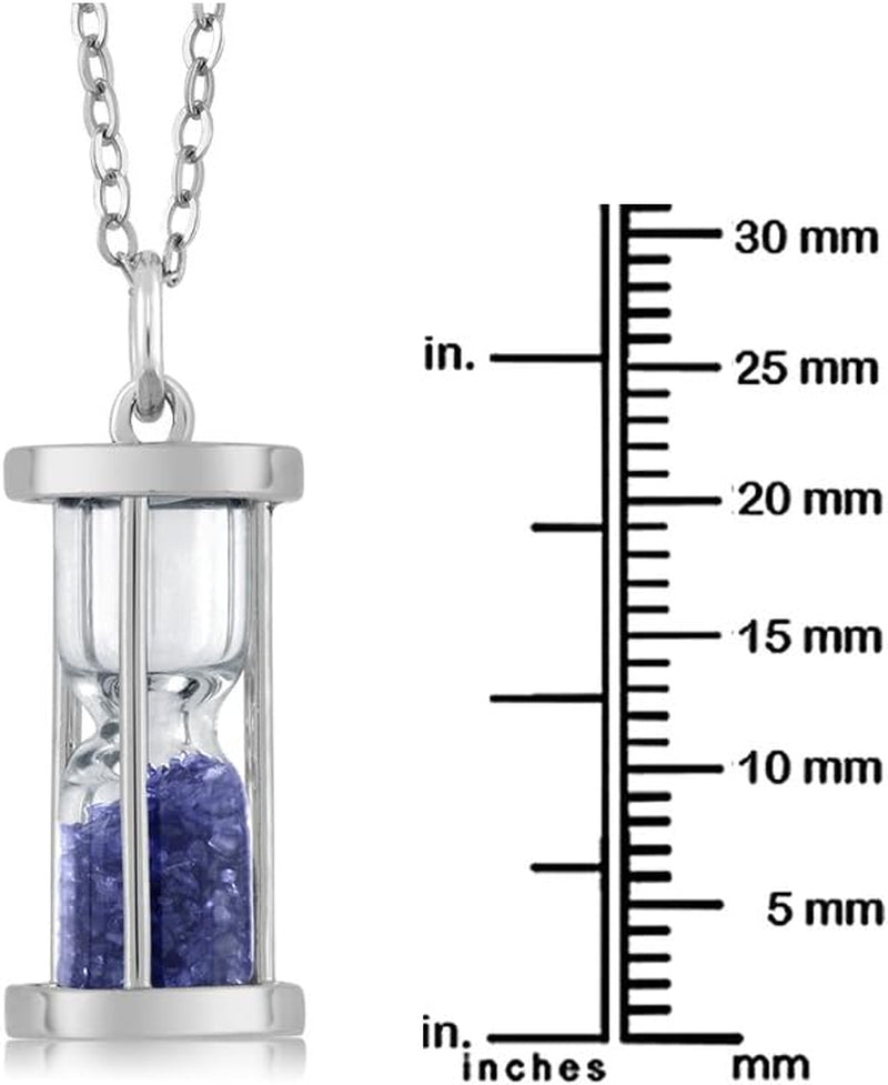 3/4 Cttw Diamond and Gemstone Birthstone Dust Hourglass Pendant Necklace for Women in 925 Sterling Silver | with 18 Inch Silver Chain