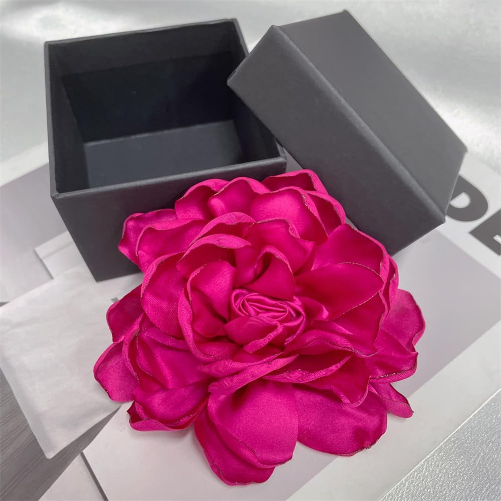 Dainty Fabric Rose Flower Large Brooch Lapel Pins Flower Brooches Pin Classic for Wedding Party Dance Banquet for Women Dress Suit Clothes Accessories Jewelry 100Mm