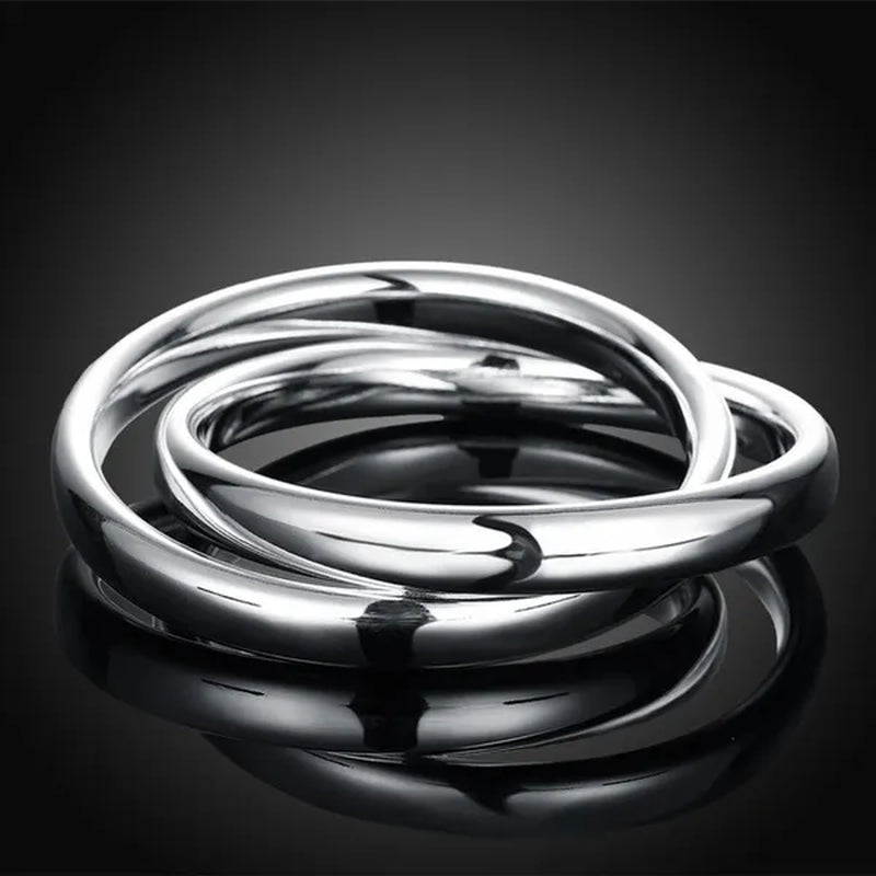 2019 New Pure 925 Sterling Silver Two round Circle Bracelets Bangles Women Men Fashion Jewelry Gift