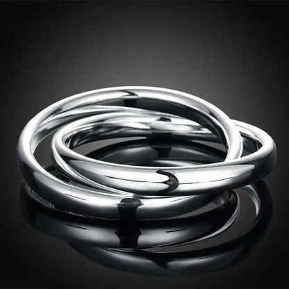 2019 New Pure 925 Sterling Silver Two round Circle Bracelets Bangles Women Men Fashion Jewelry Gift